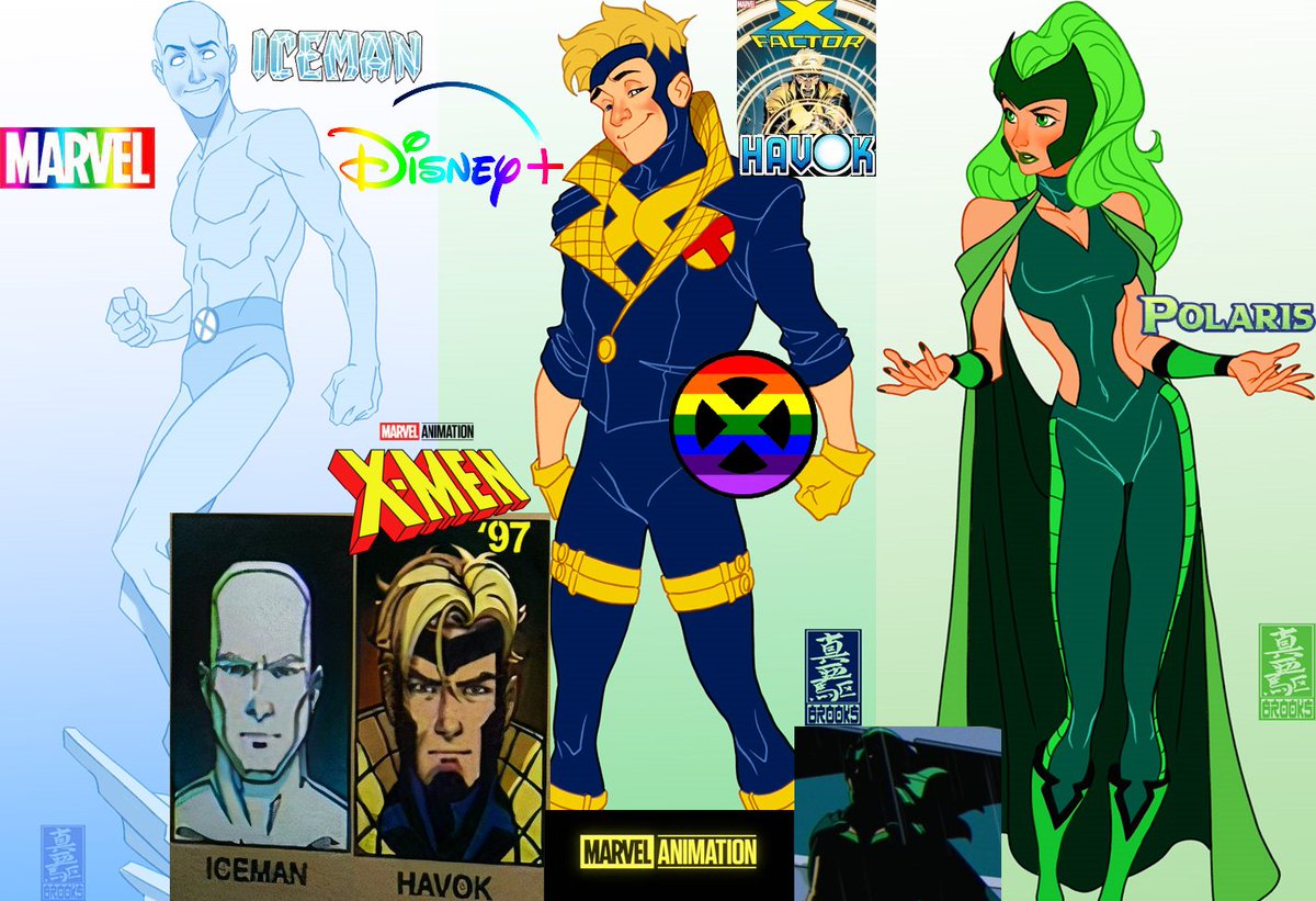 KaotiCoolMagnet's tweet photo. *Refined* &amp; revised it, so...
#Disney-fied #XMen w/ #XMen97
NEW &amp; IMPROVED edit 2:
#Iceman #Havok #Polaris 🩵💛💚 #PRIDE 🏳️‍🌈
*ready* for their CLOSE UP 🤞🤩🎭
#MCU #mutants 🎞️ #XFactor 🥶🥵🧲
#Marvel #animation &amp; #comics 🎨 #ART 🌈🥰
#DisneyPlus #MarvelStudios #Xspoilers #Xtwitter https://t.co/qebuRYUD98