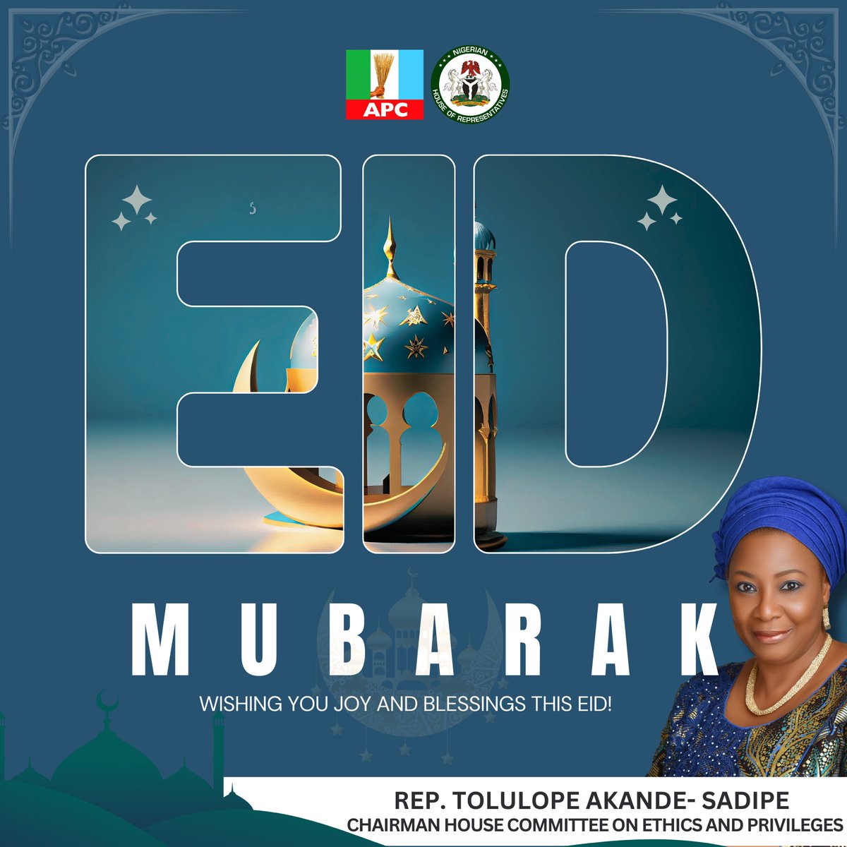 ToluSadipe's tweet photo. In the spirit of Eid al-Adha, I extend my heartfelt greetings to all my Muslim brothers and sisters as we celebrate this auspicious occasion.

https://t.co/wthyY7Re5E https://t.co/aNWtlCXoLN