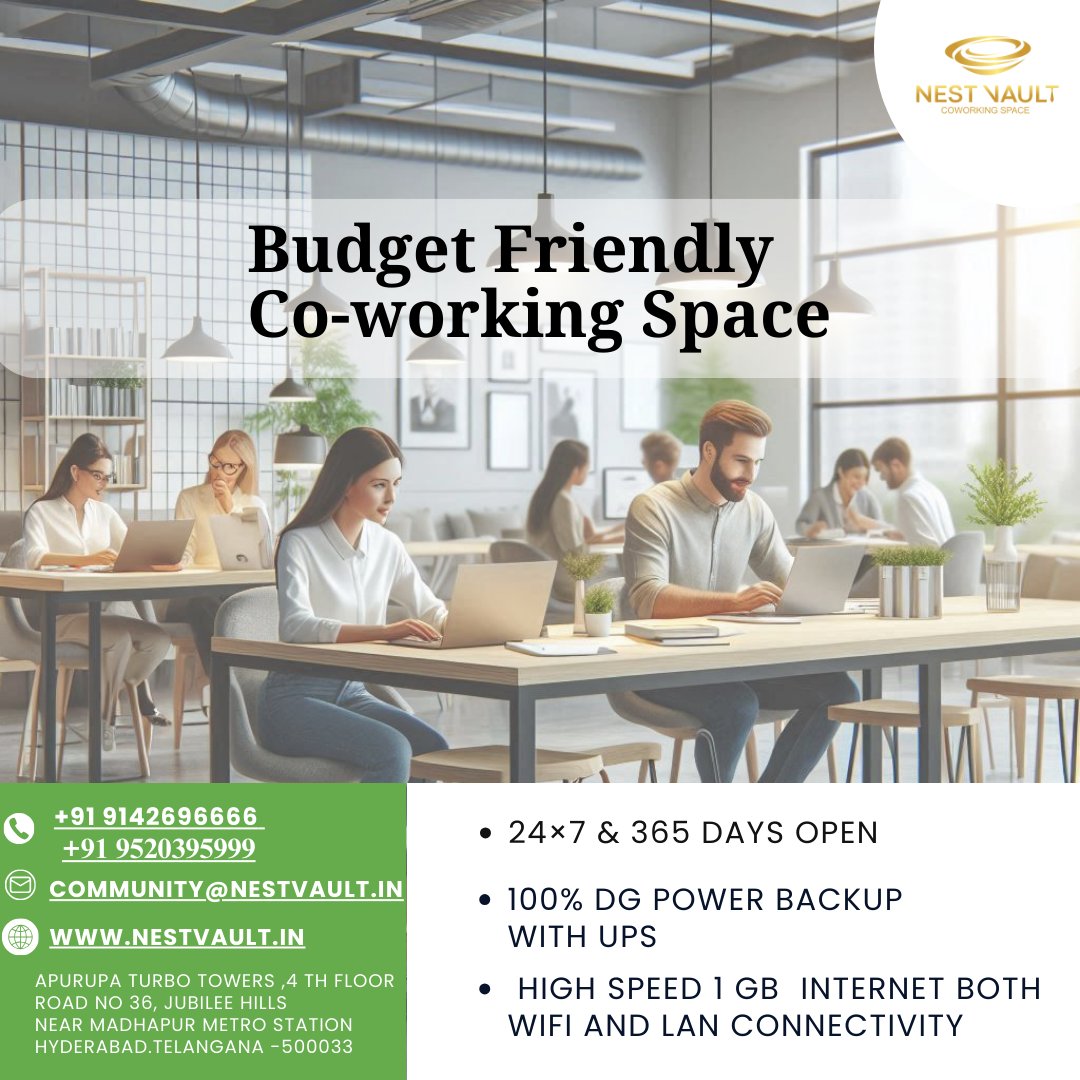 Nestvault's tweet photo. environment for growth and innovation. Whether you're a freelancer, startup, or established business.
contact info; +91 9142696666 &amp; +91 9520395999
mail info; Community@nestvault.in
web info; https://t.co/JLHpsBtohg
#coworking #SharedWorkspace #coworkingcommunity #flexibleoffice https://t.co/ZiuKQZTw1b
