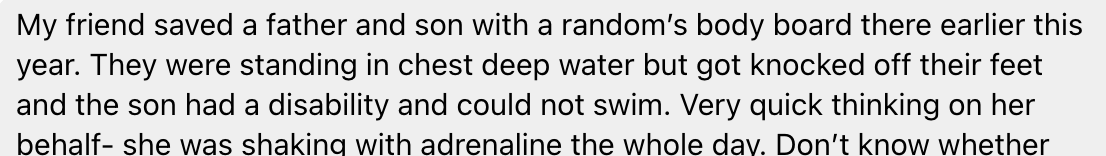 For all those who've said providing rip signage at unpatrolled beaches is stupid because you swim in the water at own risk, etc, please consider this one - of many messages I've had about rescues at Spoon Bay today.