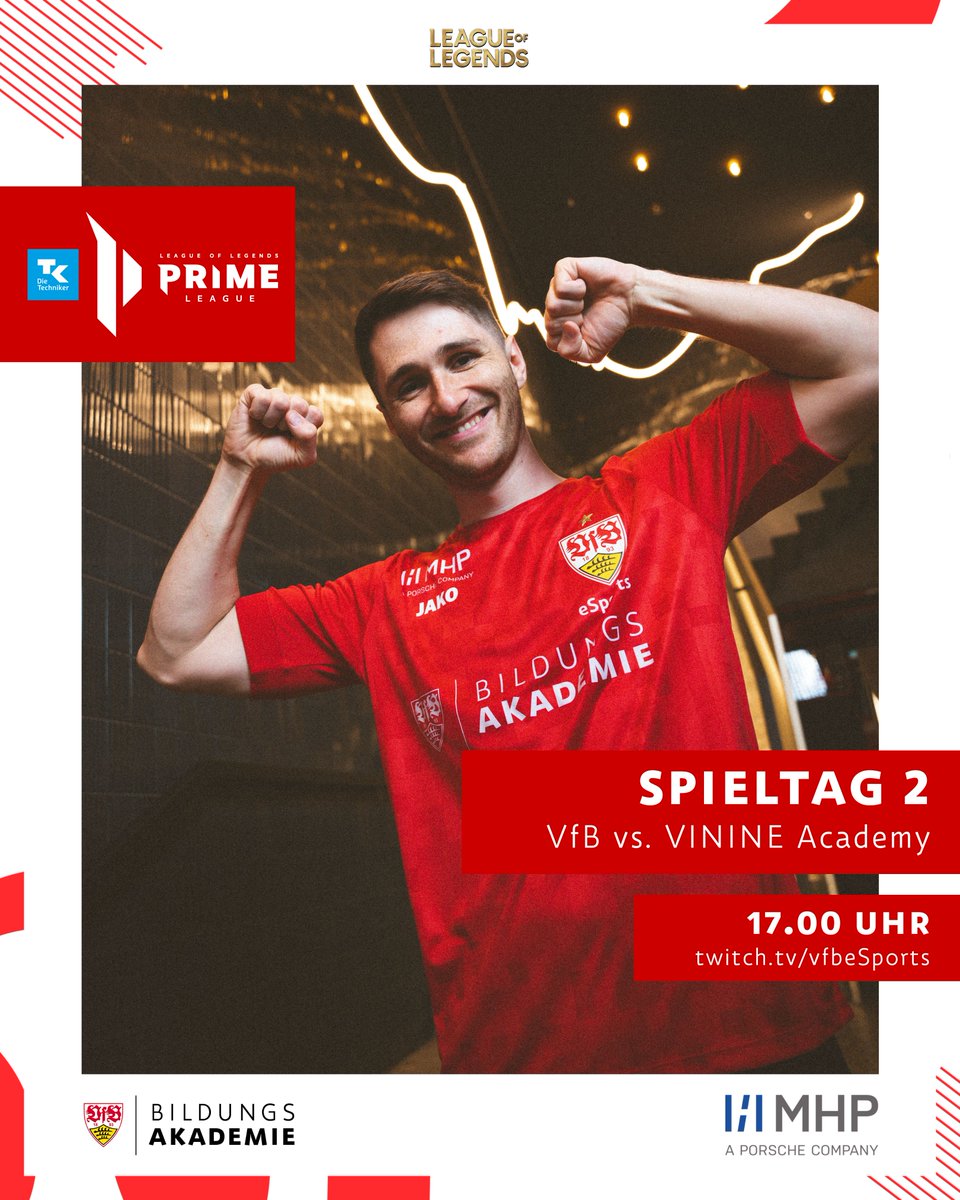 🔥MATCH-DAY🔥
Heute geht's ins zweite Match des Splits
Unser Gegner: VININE Academy
Wird es wieder ein 2:0? 

Einschalten:
⏰Live ab 16:30
🎙️ <a href="/HudiniiGG/">Hudinii</a> und <a href="/ArneBtw/">BtwArne</a>
📺 twitch.tv/vfbesports

#TKPRM #VfB