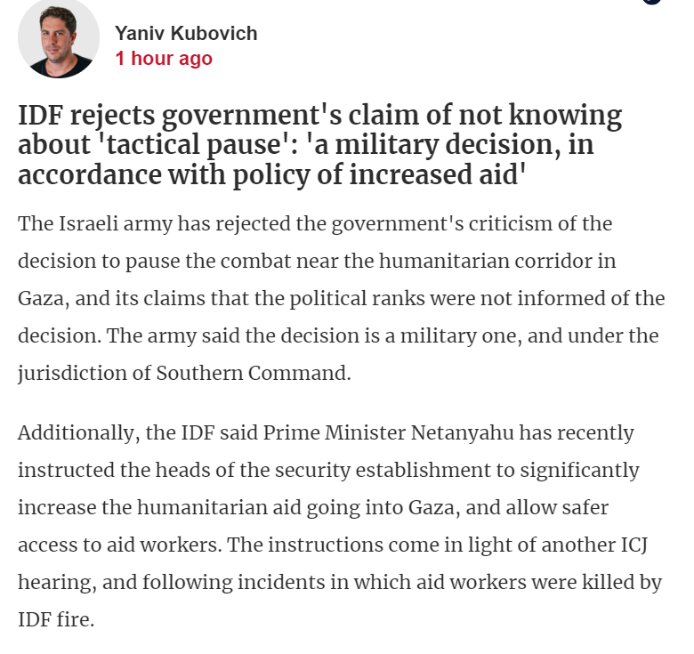 More proof that aid &amp; humanitarian operations have been obstructed. More than 8 months into the war &amp; 6 weeks since the Rafah incursion, decisions to 'surge' aid keep being made, ostensibly, yet here we are, deep into a humanitarian catastrophe in Gaza. haaretz.com/israel-news/20…