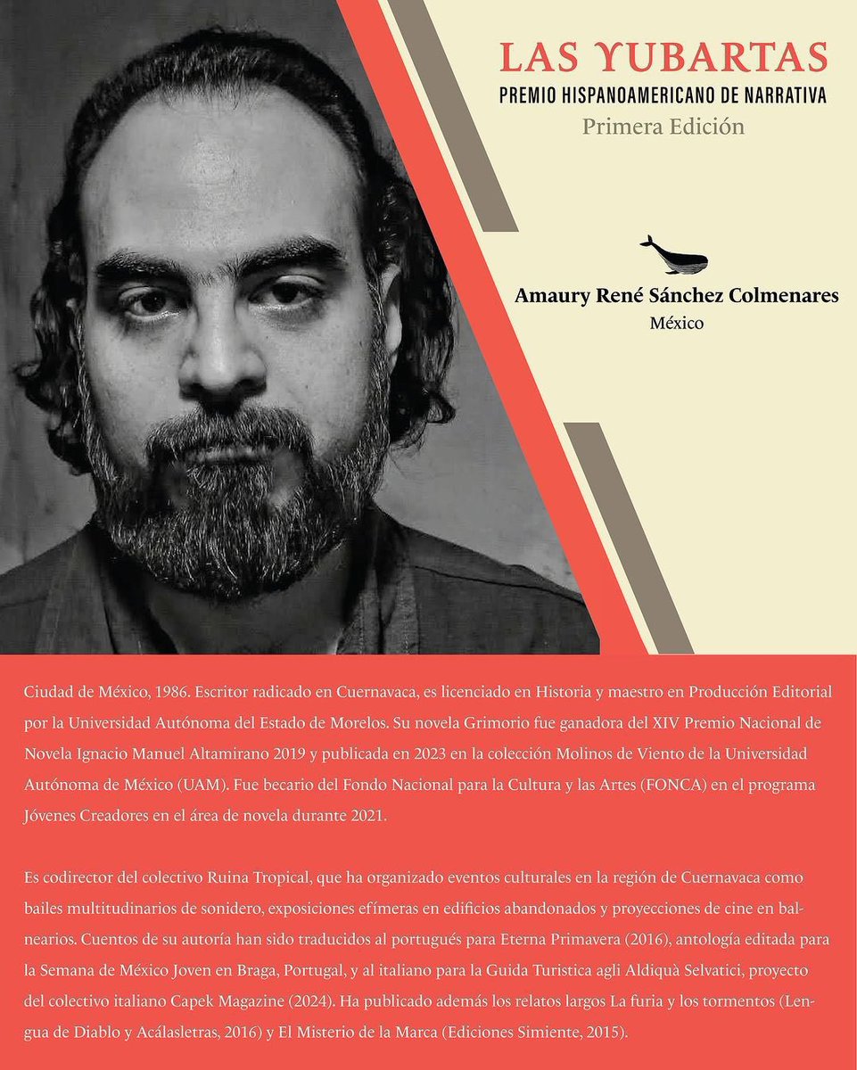 chatosinhumanos's tweet photo. ¡Conoce al ganador del Premio Hispanoamericano de Narrativa Las Yubartas: Amaury Colmenares! Este premio es una apuesta para sumar esfuerzos locales y dar al libro ganador una mayor proyección en el mundo de habla hispana. https://t.co/DXUg02y2h0