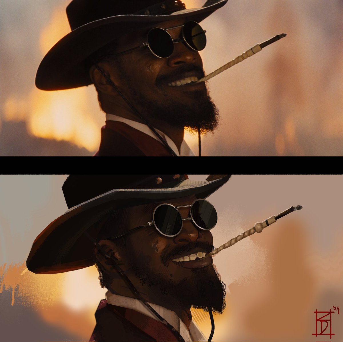 Zepdraws's tweet image. Been really enjoying movie studies atm 🤠 #artstudy #djangounchained #quentintarantino