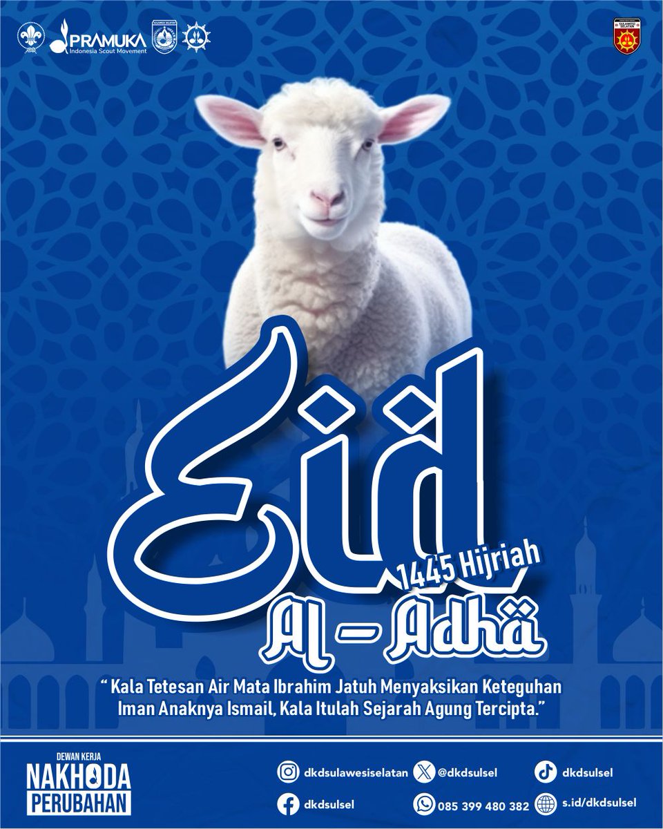 🕌🐑 Taqabbalallahu minna wa minkum, wa ja'alnaha 'Iidan Sa'iida. Selamat Hari Raya Idul Adha 1445 H/ 2024 M.

#dkdsulsel2428