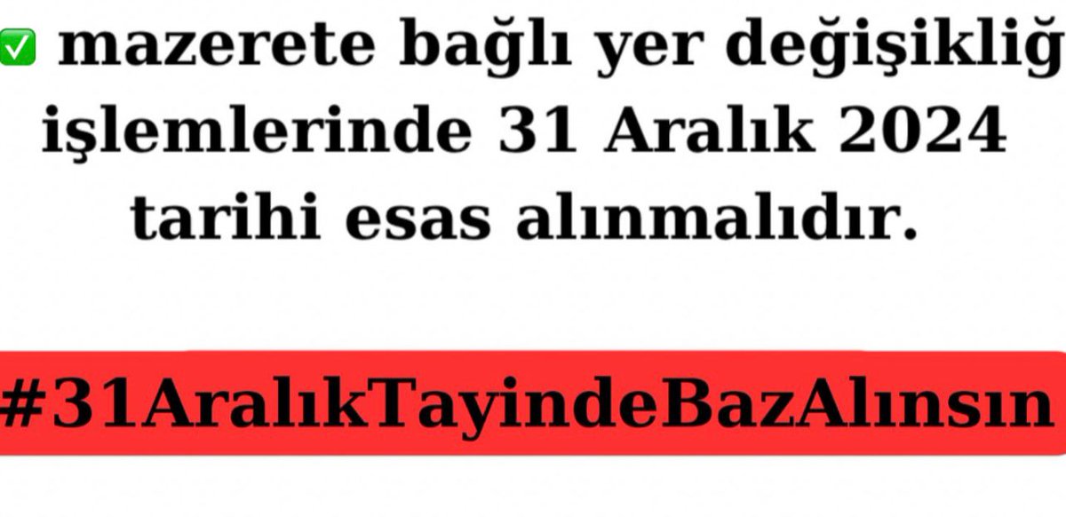 mrberry46's tweet photo. @Yusuf__Tekin Sayın Bakanım mazeret tayininde 31 Aralık tarihinin baz alınmasını istiyoruz. Zorunlu kamu görevi olan askerlik görevi dolayısıyla 30 Eylül tarihi baz alındığında 9 10 günlük süre zarfıyla tayin hakkımızı kullanamıyoruz. Bu konuda müsterih olmak istiyoruz. https://t.co/nXvTzFi0GI