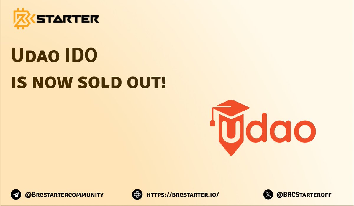 BRCStarters,

Thanks to the support of our biggest investors, <a href="/udao_official/">udao</a> refundable IDO is now sold out! ⚡️

Stay tuned, several sales are coming, we will also have a surprise for our elite members 👀

#BRCStarter #UDAO #IDO