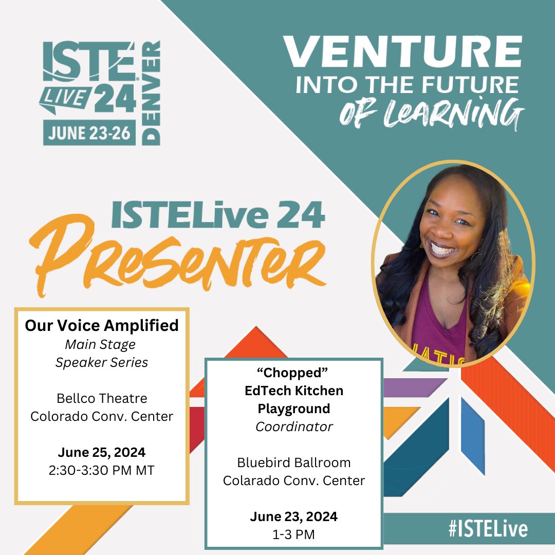 Dr. Shan will be at #ISTELive24! I am so excited to tell my story on the main stage for the first time! If you’ll be there too… come check it out!! 🤩 #OurVoice 

Stop by the EdTech Kitchen Playground to learn some great new recipes to try with your students next school year!