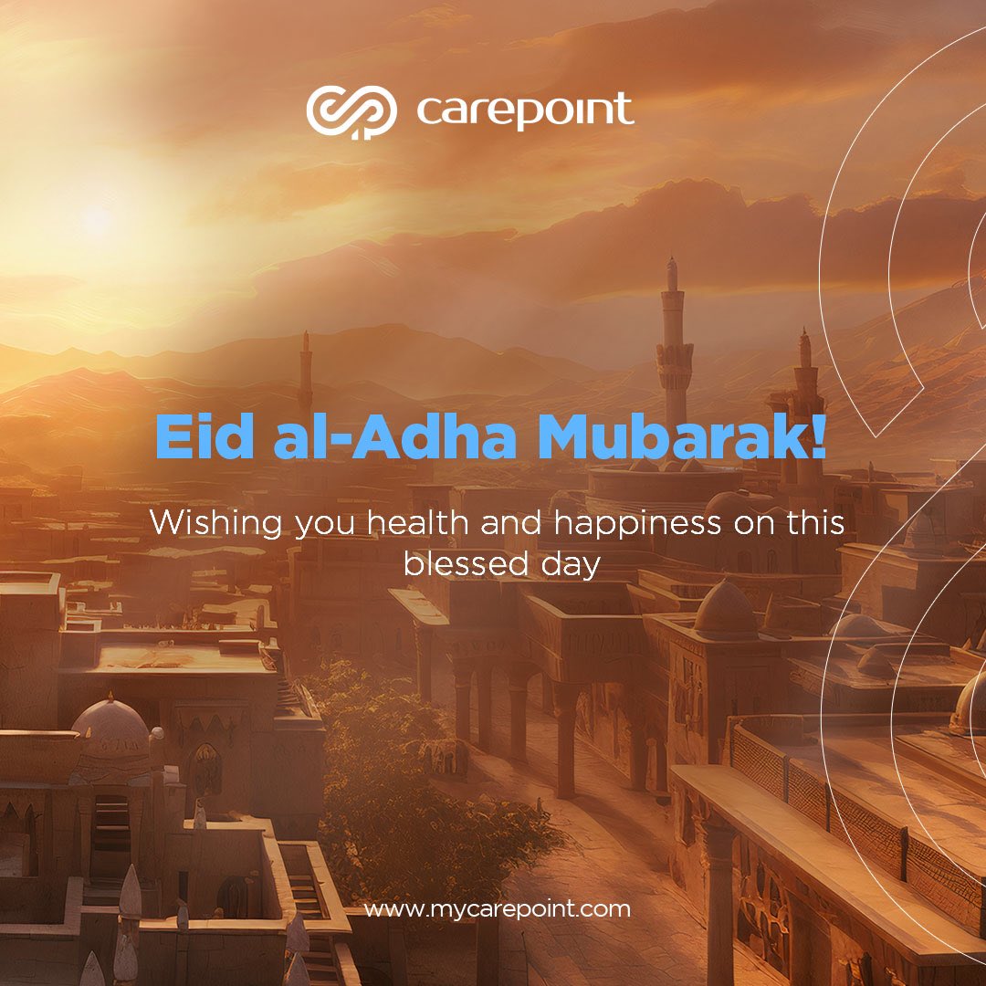 Happy Eid ul-Adha, 

May Allah grant you and your family peace, joy and wealth on this blessed day. 

#eiduladha #carepointcares #eid #eidmubarak