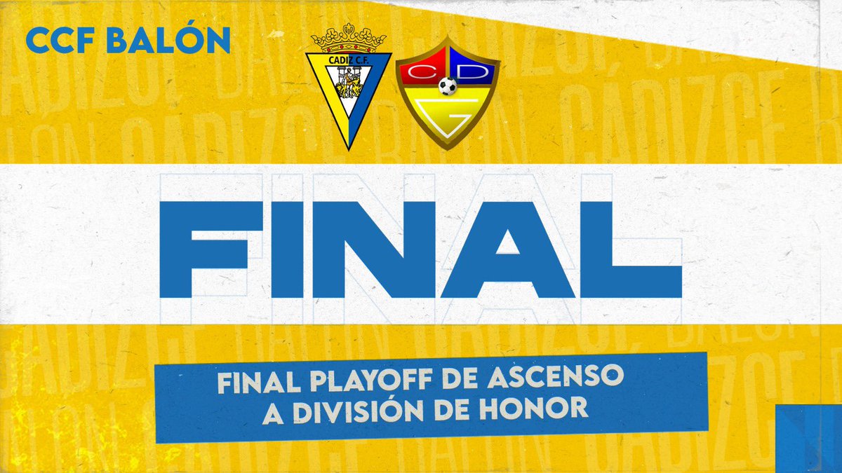 #CanteraCadista 💛💙

Cádiz CF Balón | 4-1 | ¡FINAAAAAAL! ¡FINAAAAAAAAAAALLLL! ¡FINAAAAAAAAAALLLLLLLLLLLL! ¡𝗘𝗟 𝗖𝗔́𝗗𝗜𝗭 𝗖𝗙 𝗕𝗔𝗟𝗢́𝗡 𝗔𝗦𝗖𝗜𝗘𝗡𝗗𝗘 𝗔 𝗗𝗜𝗩𝗜𝗦𝗜𝗢́𝗡 𝗗𝗘 𝗛𝗢𝗡𝗢𝗥!

⚽️⚽️⚽️ Marcos, Luis Morales y Pereira (x2)

#CádizCFBalónGuadiaro