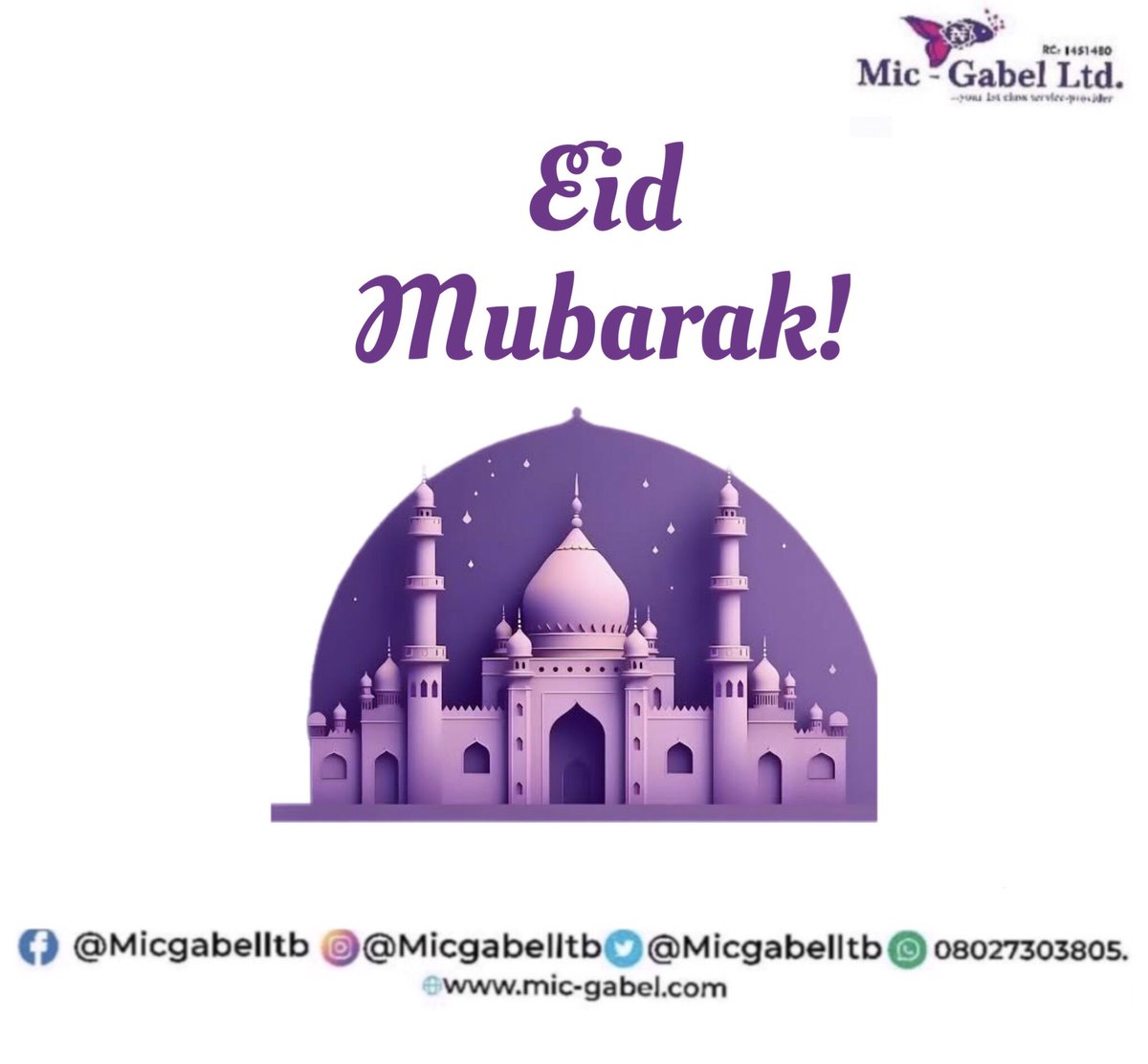 micgabelltd's tweet photo. As we celebrate Eid el-Kabir, we extend our warmest wishes to you and your family.
May this special day bring peace, happiness, and prosperity to you and your loved ones.
Eid Mubarak. https://t.co/ycQABNUR5v