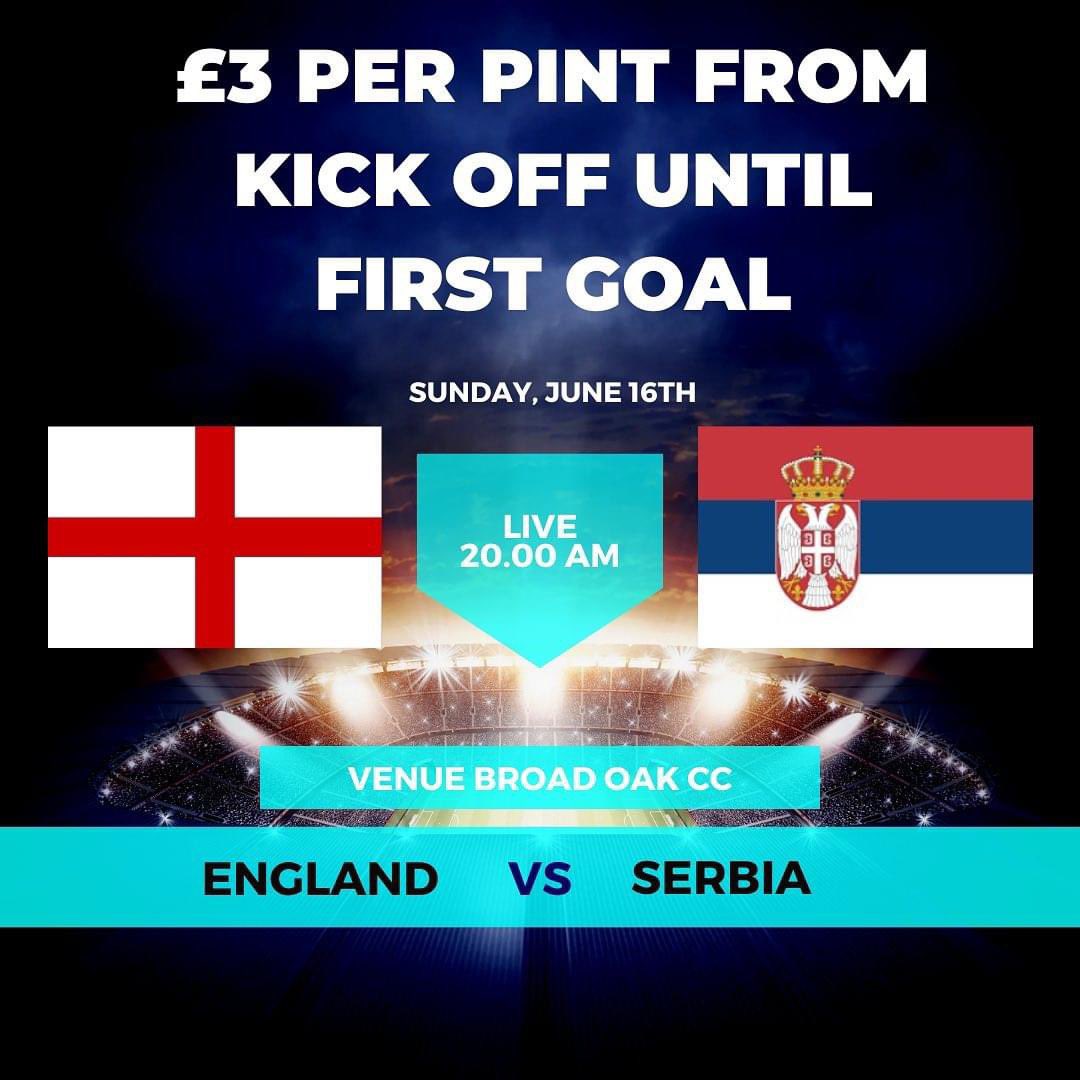Euros 2024

Club open from 7pm showing England VS Serbia

£3 a pint from KO until the first goal goes in⚽️🏴󠁧󠁢󠁥󠁮󠁧󠁿

Come along and join us, all welcome!💙⚽️🏴󠁧󠁢󠁥󠁮󠁧󠁿

3XI fixture is off 🏏🌧

#broadoak #linthwaite #euros2024 #itscominghome