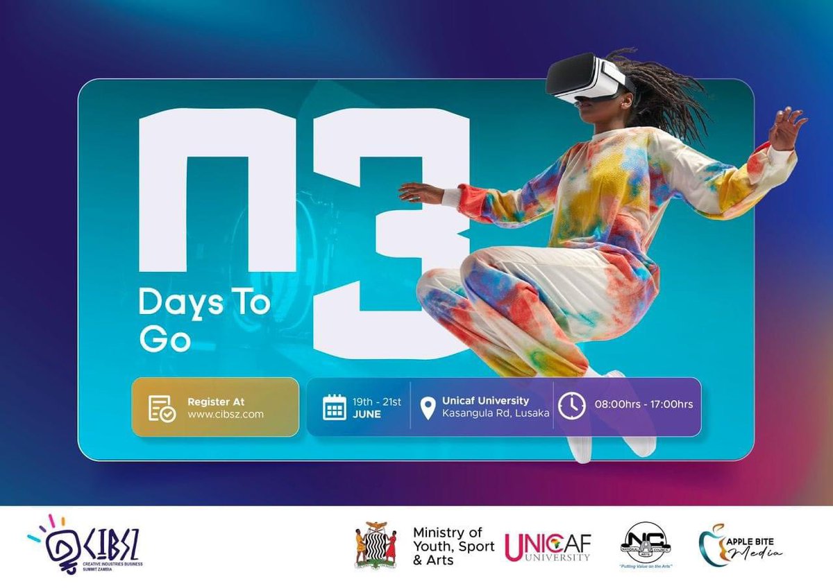 mvula_tasha's tweet photo. 🚀 Only 3 Days Left! 🕘

Join us at the first-ever Creative Business Summit, hosted by the Ministry of Youth, Sport, and Arts under the Department of Arts. Don't miss out!

#CIBS
#CreativeSummit
#InnovativeZambia
#Arts2024

@iampilato https://t.co/TKarWTlM2T