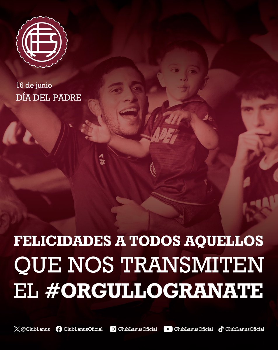 clublanus's tweet photo. Lanús, ese amor que se hereda y se lleva en el corazón. ¡Feliz Día del Padre! 🇱🇻❤️ https://t.co/i3SZGdBqIC