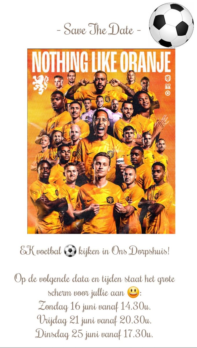 Straks Oranje kijken op groot scherm. Dat kan in <a href="/Wilhelminaoord/">Wilhelminaoord</a> in het dorpshuis.