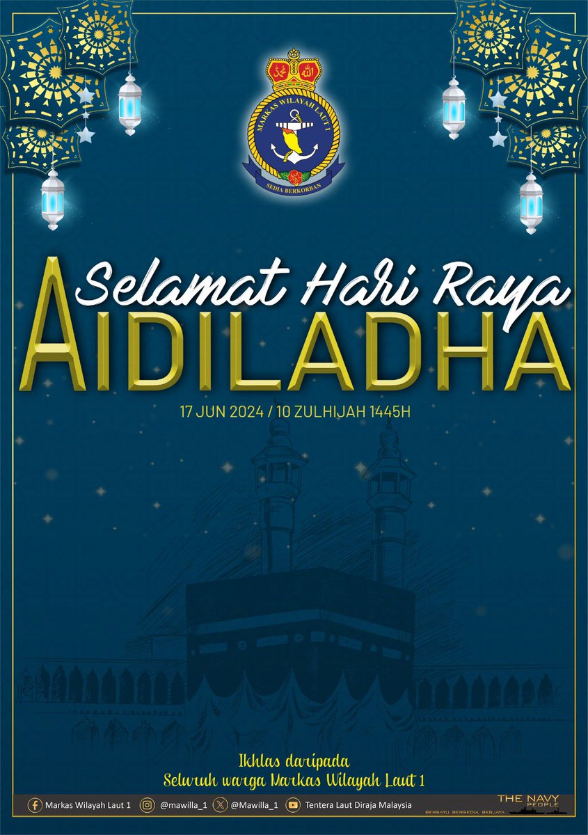 Mawilla_1's tweet photo. ‘Bersihkanlah Jiwa Dengan Ibadah Korban’

Selamat Hari Raya Aidiladha kepada seluruh umat Islam daripada warga @Mawilla_1. Semoga segala pengorbanan yang dilakukan mendapat keberkatan daripada Allah SWT. Insya-Allah.

@tldm_rasmi
@MPA_Barat

#BersatuBersediaBerjaya
#3B4one https://t.co/GevaTW4kPE