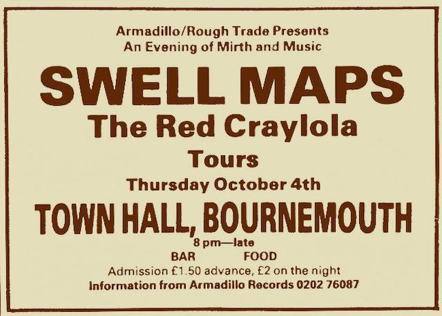 SWELL MAPS, RED CRAYOLA Bournemoth Town Hall 4th October 1979
#SwellMaps #RedCrayola