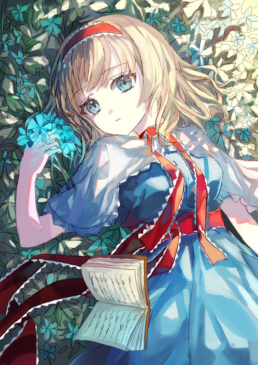 alice margatroid 1girl solo looking at viewer short hair blue eyes blonde hair dress  illustration images