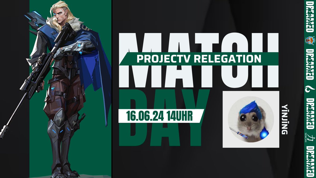 🔥MATCHDAY🔥
Los geht's mit der ersten runde des Relegationsturniers für die <a href="/projectvgg/">PROJECT V</a> Div 2.
Unser erster Gegner ist #Yinjing.
#DWONTOP