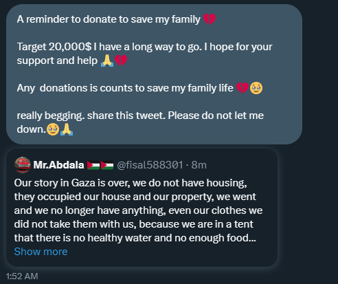 𝗦𝗰𝗮𝗺𝗺𝗲𝗿 𝘄𝗮𝗿𝗻𝗶𝗻𝗴

Did you ever get a message in dms like that? It's 99% chance scam and i will show some stuff from where you can see if it's real or not .

Please read and spread it for others so we can keep support the right ones in Palestine 🇵🇸
