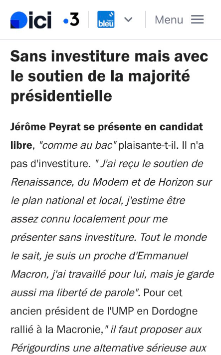 VRwatchingU's tweet photo. @realmarcel1 #Peyrat, soutenu en off par Renaissance, Horizons et le MoDem... https://t.co/tD692X9mB9