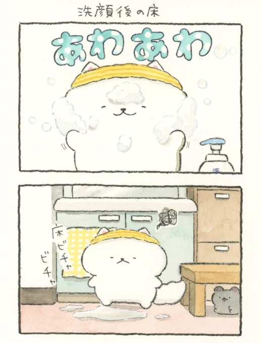 洗顔後の床 