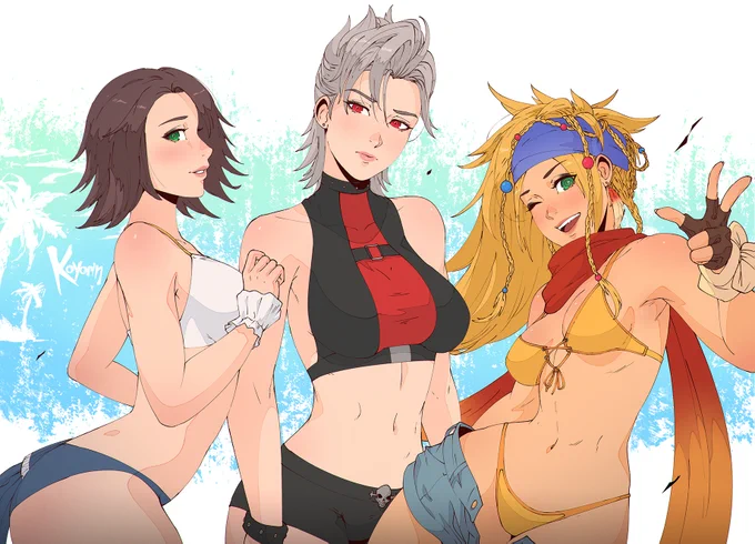 summer yuna, paine, and rikku! // #FFX2 