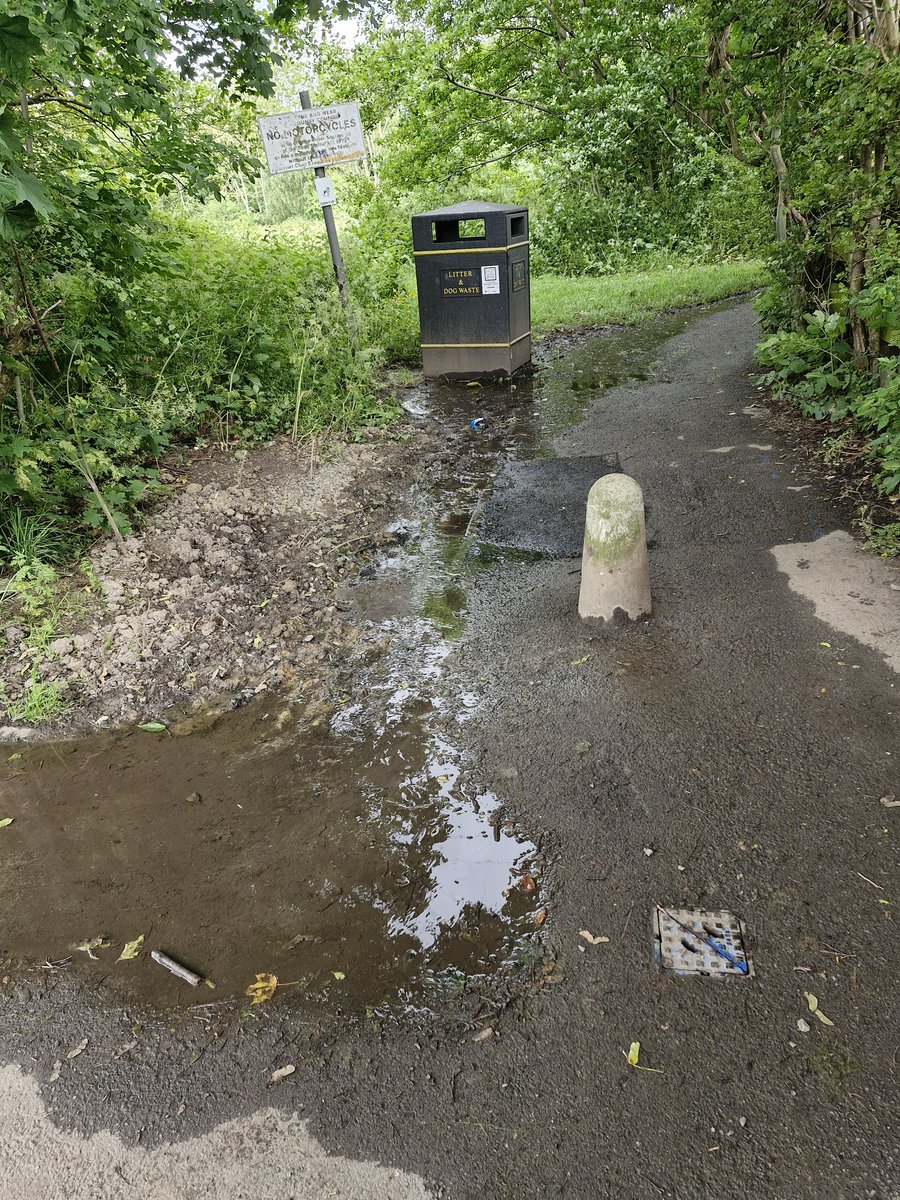 ClaireToon's tweet photo. @nwater_care This leak was reported around 4 weeks ago, if not longer. Boards/barriers were put up, then removed around 2 weeks ago. The leak is now worse and it's like a stream. You can see the water running along the path. Brunswick Green, NE13. https://t.co/pZ8e6VgF04