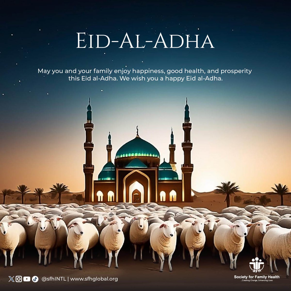 Happy Eid al-Adha! May this joyous occasion bring peace, happiness, and blessings to you and your loved ones. 

#EidMubarak 
#EidAlAdha