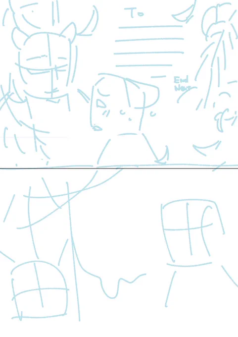 これがこうなってこうなって…
ラフ→下書き 
