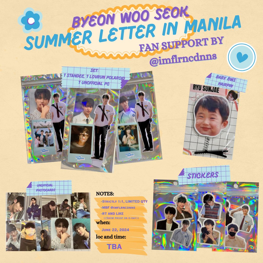 floreverbloom's tweet photo. ᯓᡣ𐭩 Summer Letter in Manila 

Byeon Wooseok Fan Support by @imflrncdnns ✮ツ

• mbf , rt and like
• vv limited, strictly 1:1
• show this post to claim
• loc &amp; time tba

 ⸜(｡˃ ᵕ ˂ )⸝♡ see you there!

#SummerLetterinManila #BYEONWOOSEOKinManila #ByeonWooSeok #변우석 https://t.co/kbU6S0KXQz