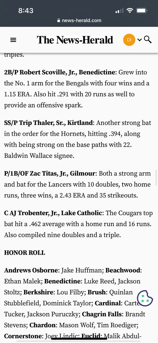 Shoutout to RJ Scoville <a href="/RJScoville1/">Robert Scoville</a> for receiving third team <a href="/NHPreps/">News-Herald preps</a> honors, and Luke Reed <a href="/lukeereed4/">Luke Reed ⭐️</a> and Jackson Stoltz <a href="/JacksonStoltz/">Jackson Stoltz</a> for earning <a href="/NHPreps/">News-Herald preps</a> honor roll! Go Bengals! <a href="/BENE_ATHLETICS/">Benedictine Sports</a> <a href="/cbhs_baseball/">Benedictine Bengals Baseball</a> 🙌🏻🙌🏻