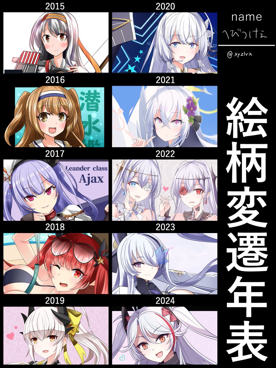 #絵柄変遷年表 (うわ銀髪ばっかだな…… 