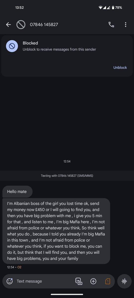 Dear <a href="/metpoliceuk/">Metropolitan Police</a> <a href="/ThreeUK/">Three UK</a> you might be interested to see the image below. I know it's a scam and I won't be paying anything but this IS a #3mobile phone number. <a href="/ThreeUK/">Three UK</a> what are you doing about this #PoliceCrime #albania