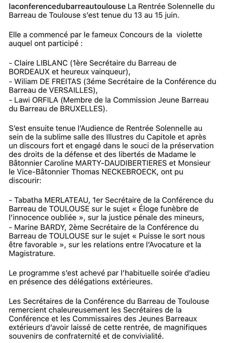 La Conférence du Barreau de Toulouse tweet media