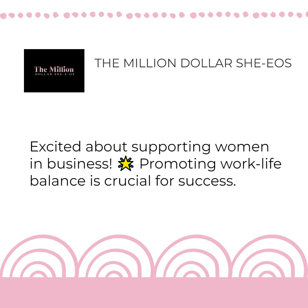 MillionShe's tweet image. Balancing work and life can be tough, especially for women juggling multiple roles. But with the right mentorship, it’s possible to thrive both personally and professionally. 💪 Invest in your success! #WomenInBusiness #WorkLifeBalance #SheEO #MillionDollarSheEOs