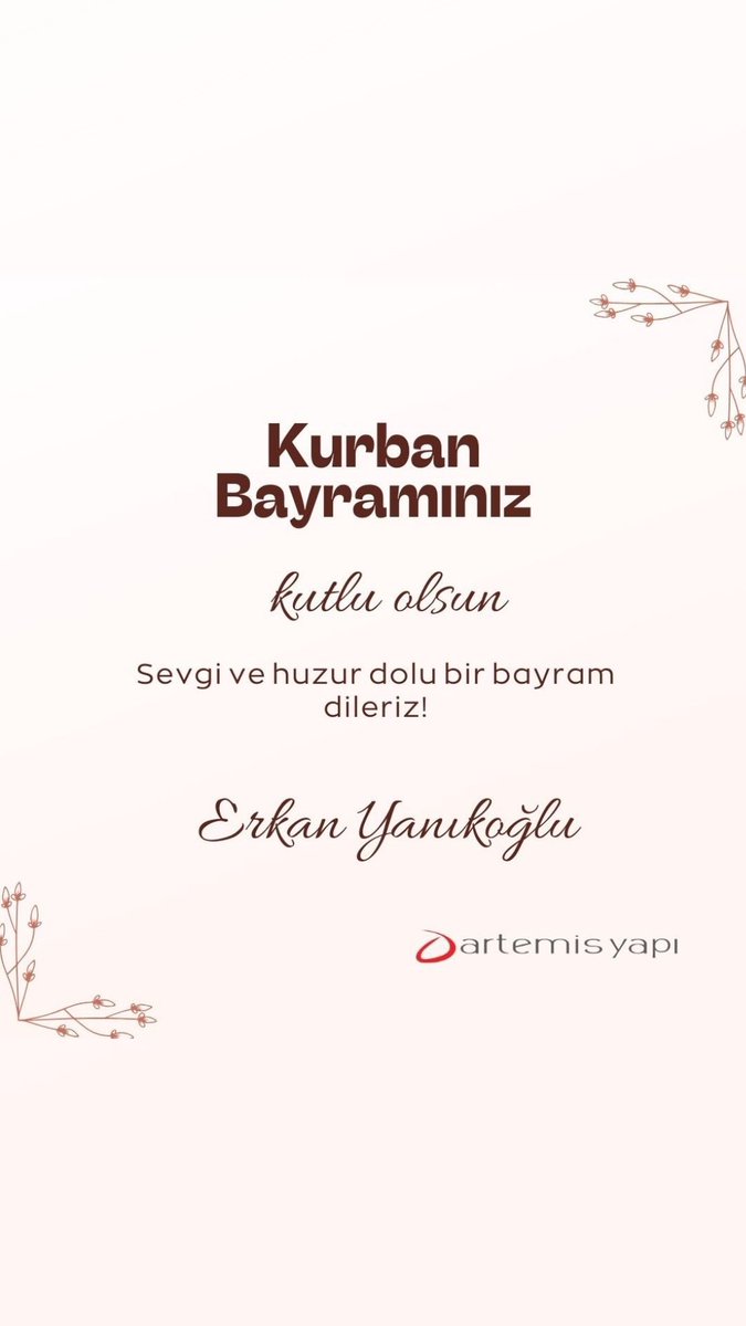 Kıymetli Dostlarım, Arkadaşlarım, Büyüklerim ve küçüklerim,

Mübarek Kurban Bayramınızı kutlar, aileniz ve sevdiklerinizle birlikte sağlıklı, mutlu, nice bayramlar geçirmenizi dilerim.

#KurbanBayramımızMübarekOlsun