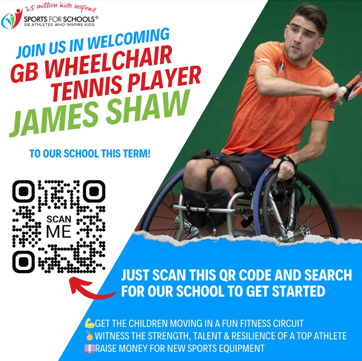 On Thursday 4th July, Castle Wood Academy will be welcoming GB wheelchair Tennis player James Shaw for a morning of sporting activities! More infomration will be going out next week with your children! Please click on the link for further inforamtion . sportal.sportsforschools.org/events/25378/p…