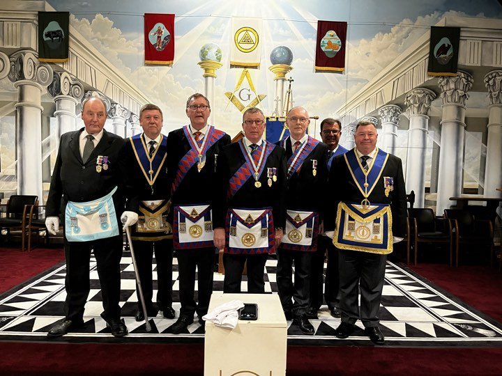 pgl_york's tweet photo. Technical #freemasons Lodge hosted the first presentation of Craft meets Chapter. Mark Green, Andrew Hoggard, and Peter Bebb of the Provincial Grand Stewards Chapter led this inspiring evening.
Ex Companion Martin Monaghan presented Steve Berry with his Royal Arch Reps badge https://t.co/d1y0s7fGDk