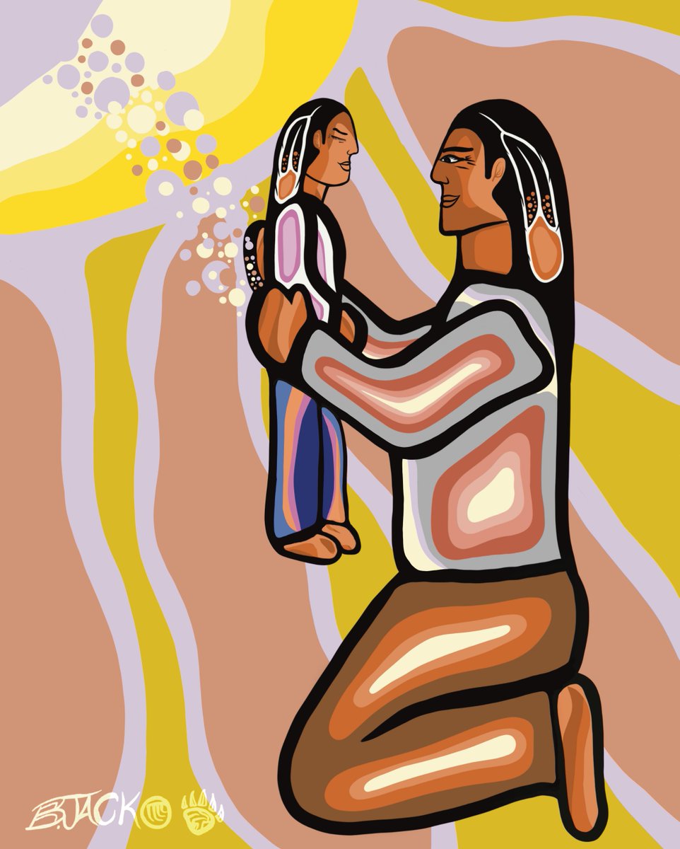 IllumiNative's tweet image. Today we celebrate all fathers and father figures who inspire, nurture, and guide us with love and wisdom. 

Brandon Jacko (Anishinaabe/Wiikwemkoong) joins us in celebrating the joy and sacredness of fatherhood with his piece "The Gift."  

#FathersDay #NativeArt