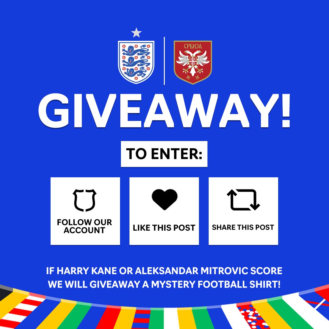 England v Serbia Giveaway Time! 🚀

If Harry Kane or Aleksandar Mitrović score tonight, we will give away a Mystery Football shirt to one lucky follower! 🏴󠁧󠁢󠁥󠁮󠁧󠁿🇷🇸

Good Luck! 🤞