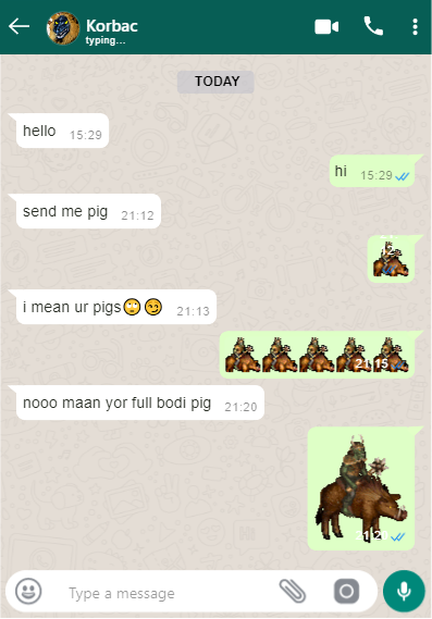 Xguest273X's tweet photo. Yooo why did Zubin's GF send Korbac a full bodi pig!
This post is 100% inspired from this picture: https://t.co/D25WbzjgBP
I wonder if uche ever got yor full bodi pig...
#heroes3 #homm3 #guest273 #hota #hornoftheabyss #heroes3hota #h3hd #meme #memes #reddit #pig #boar #korbac https://t.co/qcGBG5PtSK