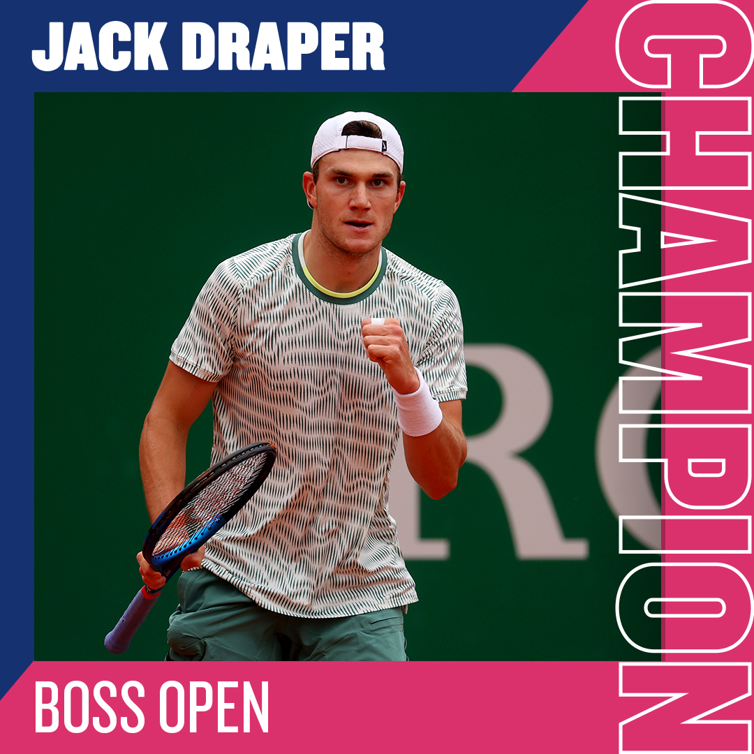 🏆 <a href="/jackdraper0/">jack draper</a> WINS HIS FIRST ATP TOUR TITLE 🏆

A dream week for Jack who beats Matteo Berrettini 3-6, 7-6, 6-4 in the <a href="/boss__open/">BOSS OPEN</a> final &amp; will become new British No.1! 🤩

#BackTheBrits 🇬🇧