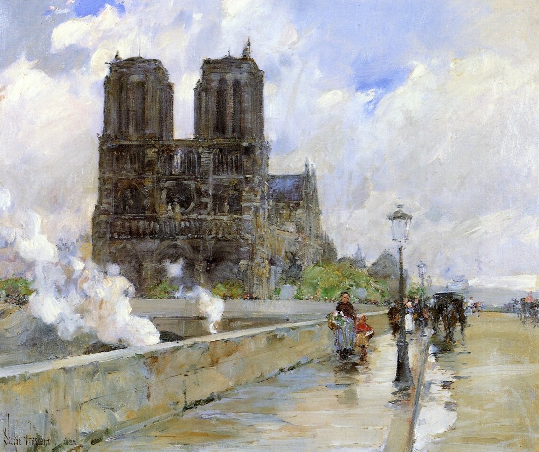 Childe Hassam. 
Cathédrale Notre-Dame 
1888. Paris France Painting
