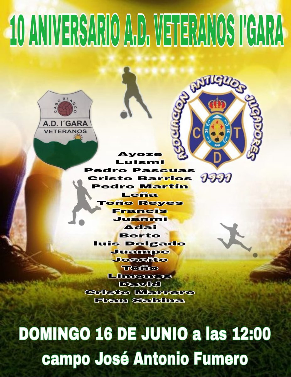 AntiguosCdt's tweet photo. AJUTE invitado por la AD VETERANOS I’GARA participa  en el partido conmemorativo de su X Aniversario, celebrado en el Campo José Antonio Fumero.

Posteriormente se celebró una comida entre ambos equipos.

Felicitar y agradecer a la AD VETERANOS I’GARA por la invitación. https://t.co/qtcD5JkCS1