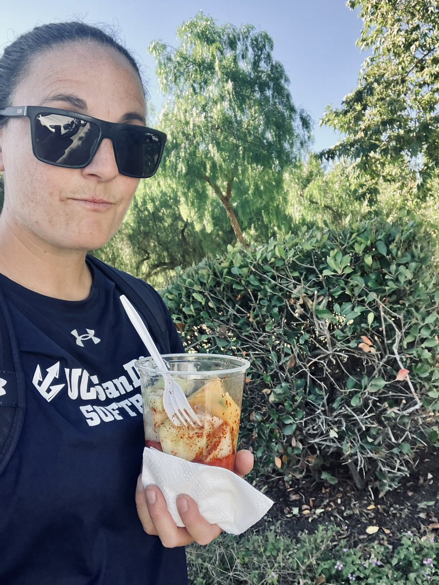 UCSD_CoachP's tweet photo. Of course fruit cup while recruiting in my new gear yesterday 🔱 https://t.co/W0pKtf42fb