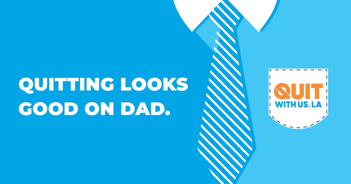 QuitWithUsLA's tweet photo. This year, skip the dress socks and neckties. 👔 Share a gift with dad that is much more meaningful - encourage him to quit tobacco. Nothing looks better on dad than a healthy, tobacco-free lifestyle.

We’re here to help you. Find tools and resources here: https://t.co/AXY7hDhlSI https://t.co/gXqfVwcYid