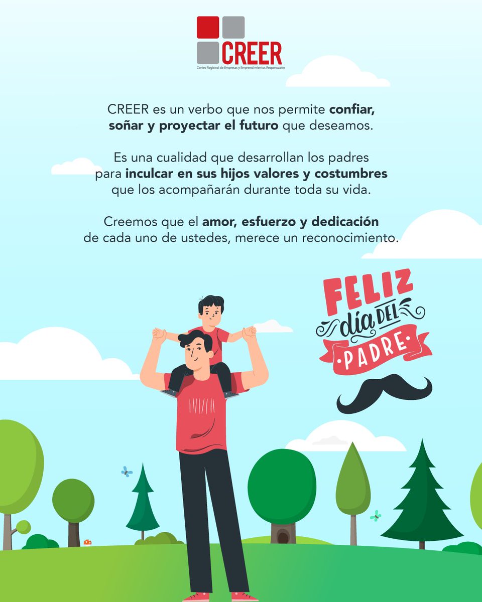 Hoy es un día para creer... que con amor, pasión, enseñanzas, responsabilidad y mucho acompañamiento, nuestros hijos pueden ser mejores seres humanos y personas que le aporten a la construcción de una mejor sociedad.

Sigamos creyendo y trabajando para lograrlo.

#FelizDíaPapá ❤️