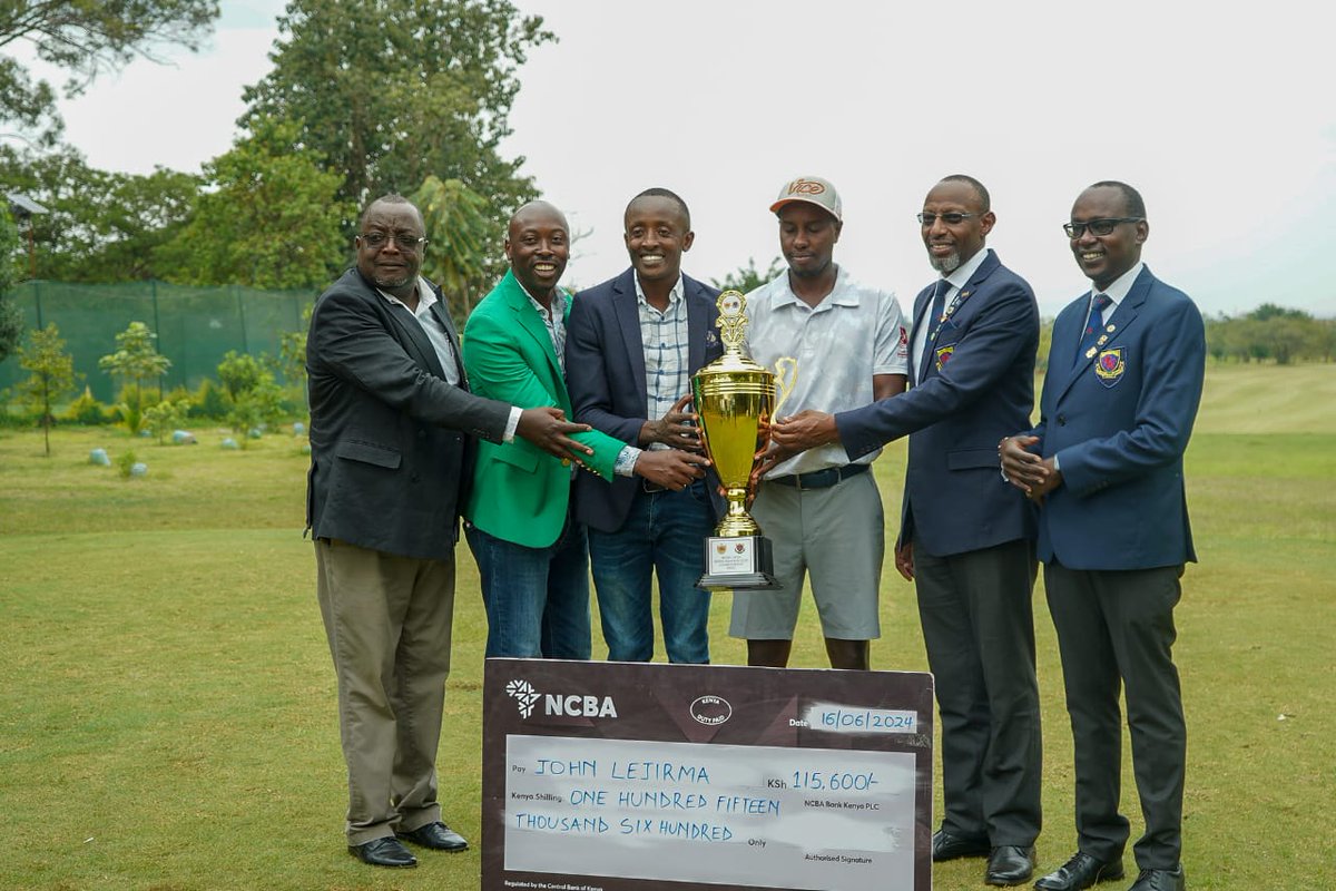KenyaGolfUnion's tweet photo. Huge congratulations to John Lejirma on winning the NCBA Ruiru Open Trophy by playing an impressive 13 under par 🙌

@NCBABankKenya 
@RuiruSportsClub https://t.co/V5Eqo8mkqF