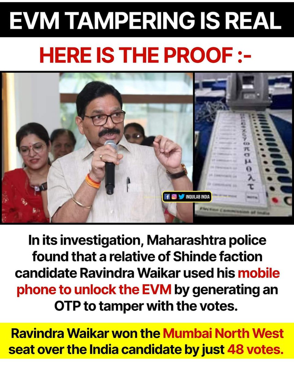 Tajuddin_Sharif's tweet image. EVMs tampering is real..

#EVM_हटाओ_लोकतंत्र_बचाओ 
#EVMissue 
#EVMHack